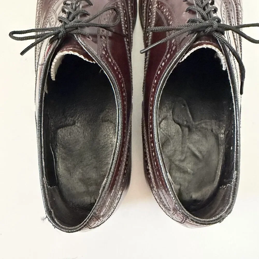 Vintage Florsheim 30353 Mens 11 D Burgundy Leather Longwing Wingtip Brogue
